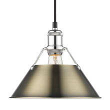 Golden 3306-M CH-AB - Yep by Golden Lighting Orwell 1-light 10in Pendant in Chrome and Aged Brass shade